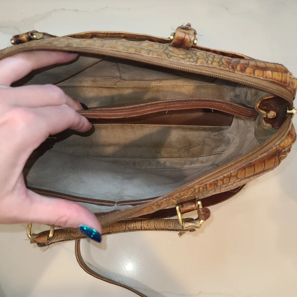Brahmin Vintage Toasted Almond Melbourne Stacey Boston Satchel Shoulder Bag